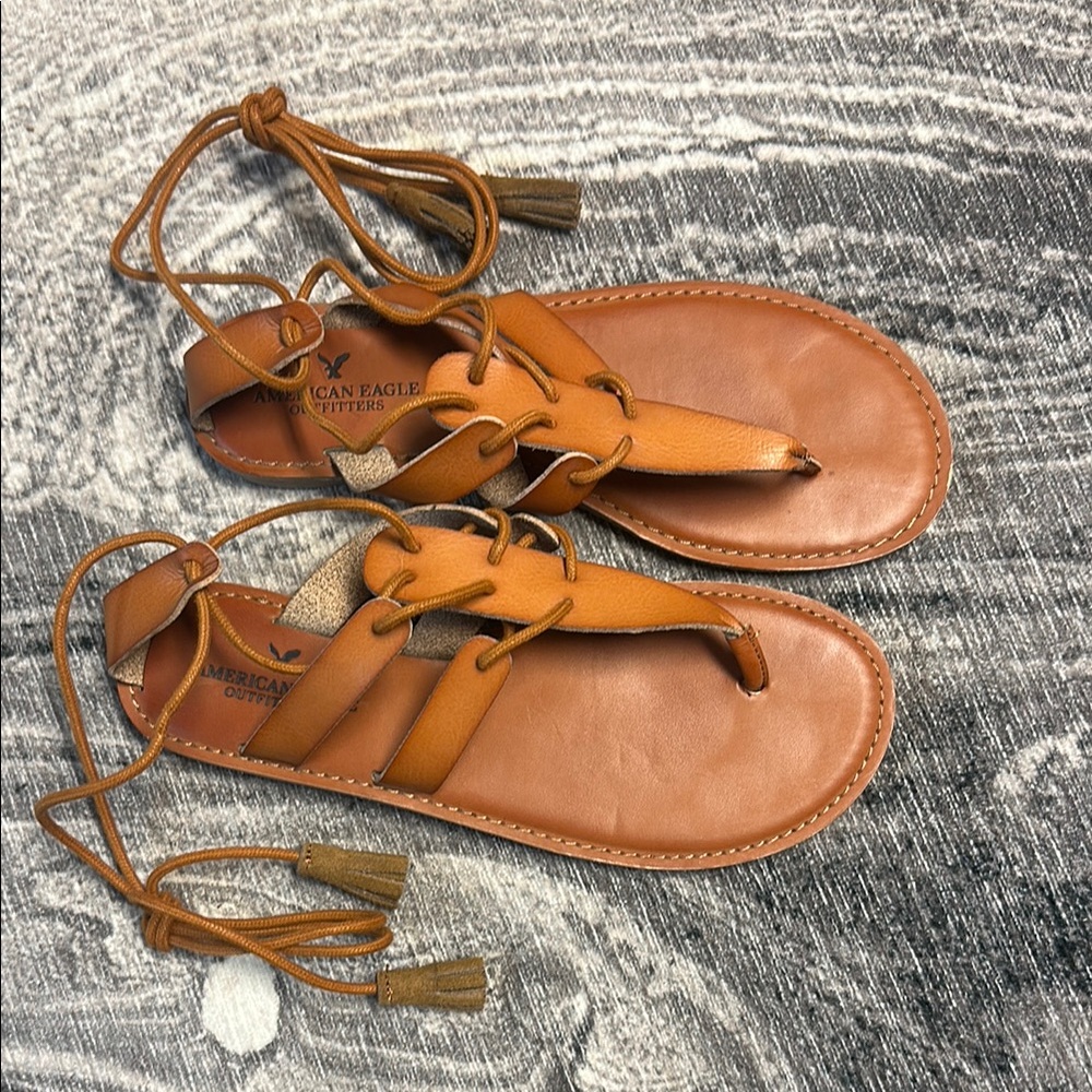 American Eagle Outfitters Women's leather Lace-Up Sandals
